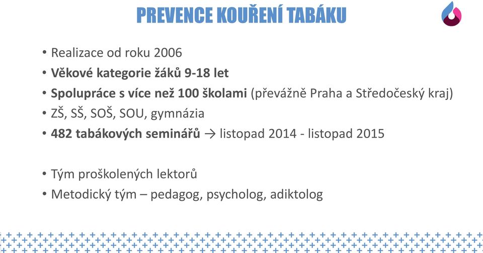 ZŠ, SŠ, SOŠ, SOU, gymnázia 482 tabákových seminářů listopad 2014 -