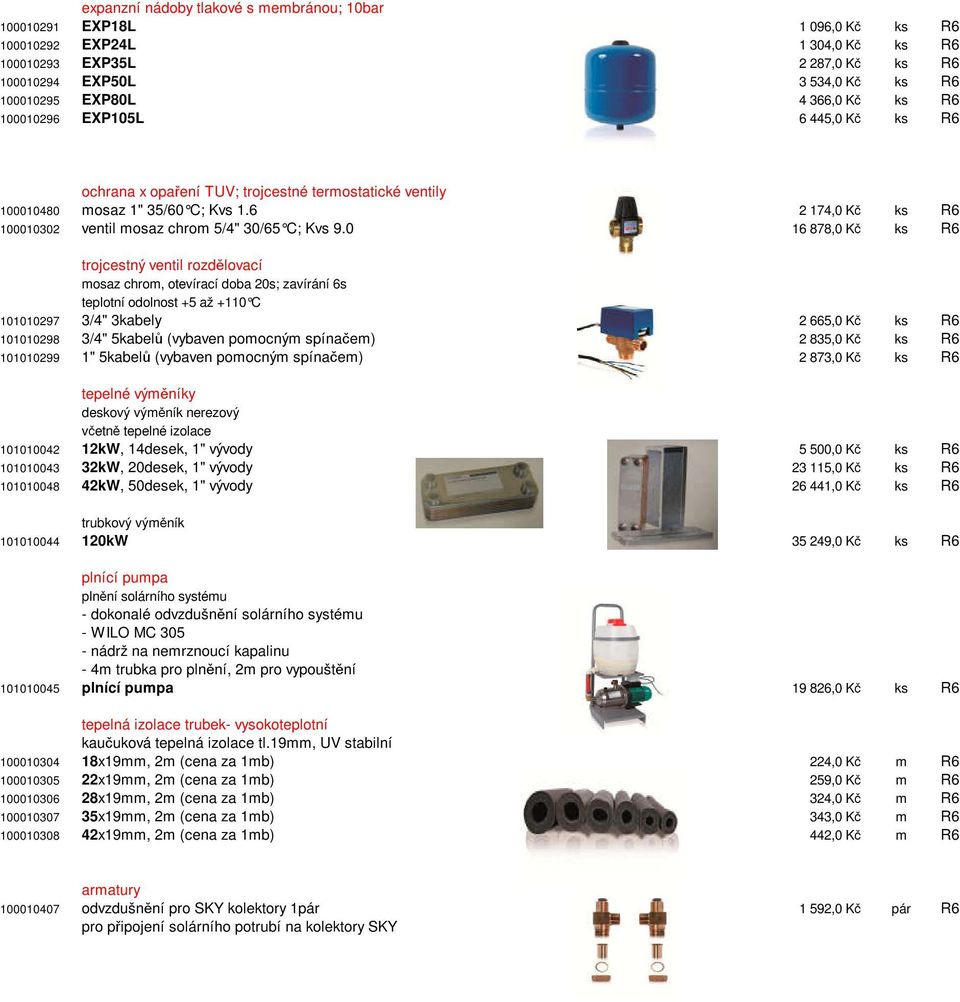 6 2 174,0 Kč ks R6 100010302 ventil mosaz chrom 5/4" 30/65 C; Kvs 9.