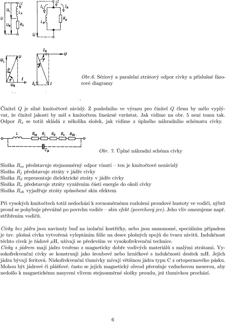 Odpor R s se totiž skládá z několika složek, jak vidíme z úplného náhradního schématu cívky. Obr. 7.