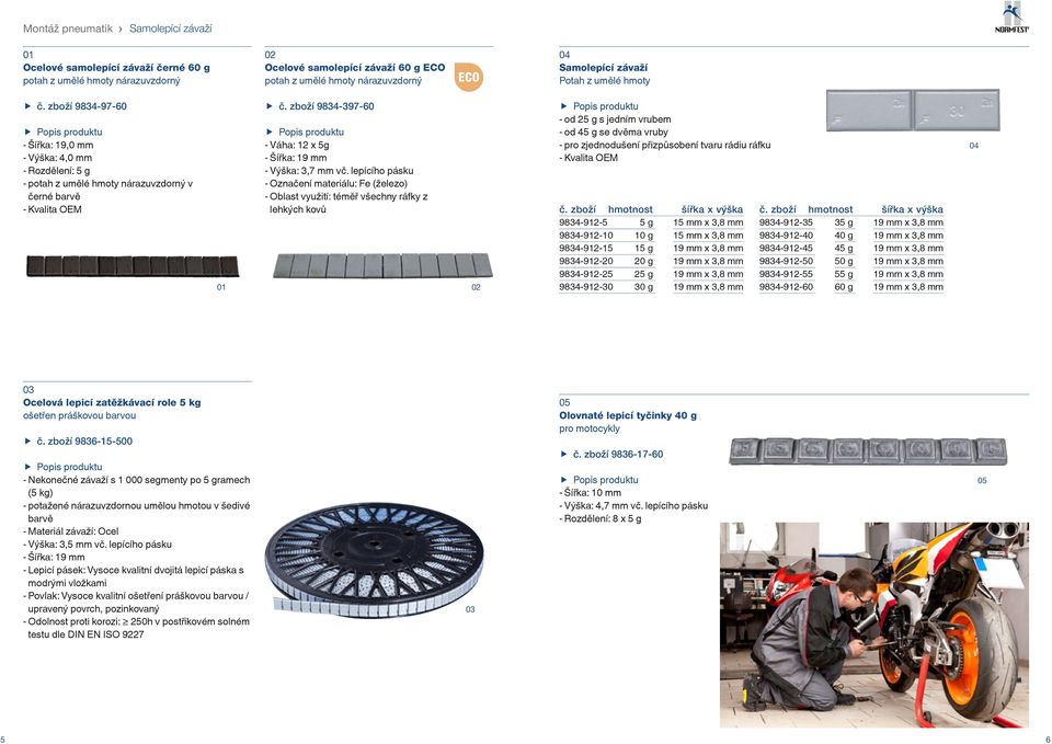 zboží 9834-397-60 - Váha: 12 x 5g - Šířka: 19 mm - Výška: 3,7 mm vč.