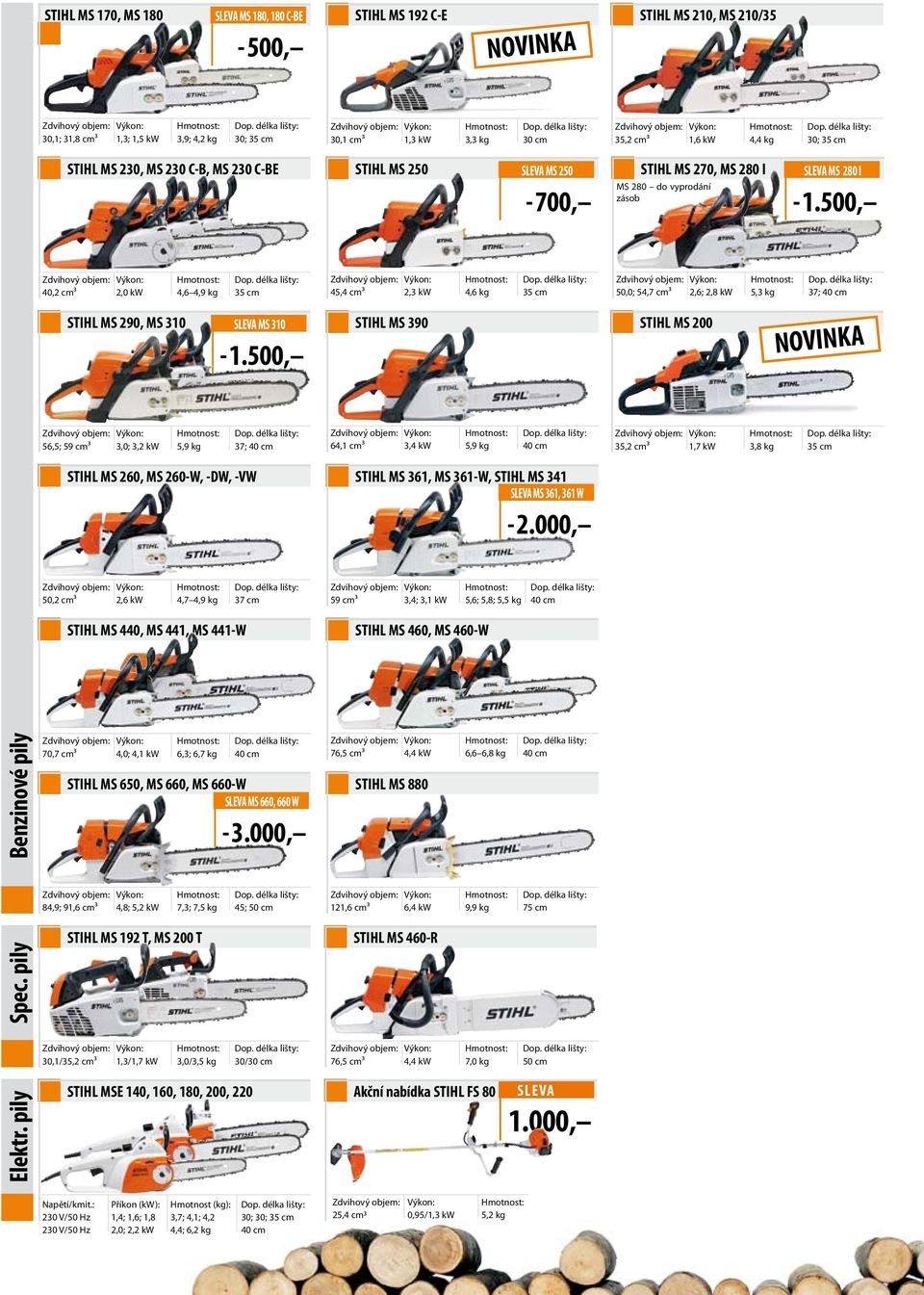 500, 40,2 cm³ 2,0 kw 4,6 4,9 kg 35 cm 45,4 cm³ 2,3 kw 4,6 kg 35 cm 50,0; 54,7 cm³ 2,6; 2,8 kw 5,3 kg 37; 40 cm STIHL MS 290, MS 310 SLEVA MS 310-1.