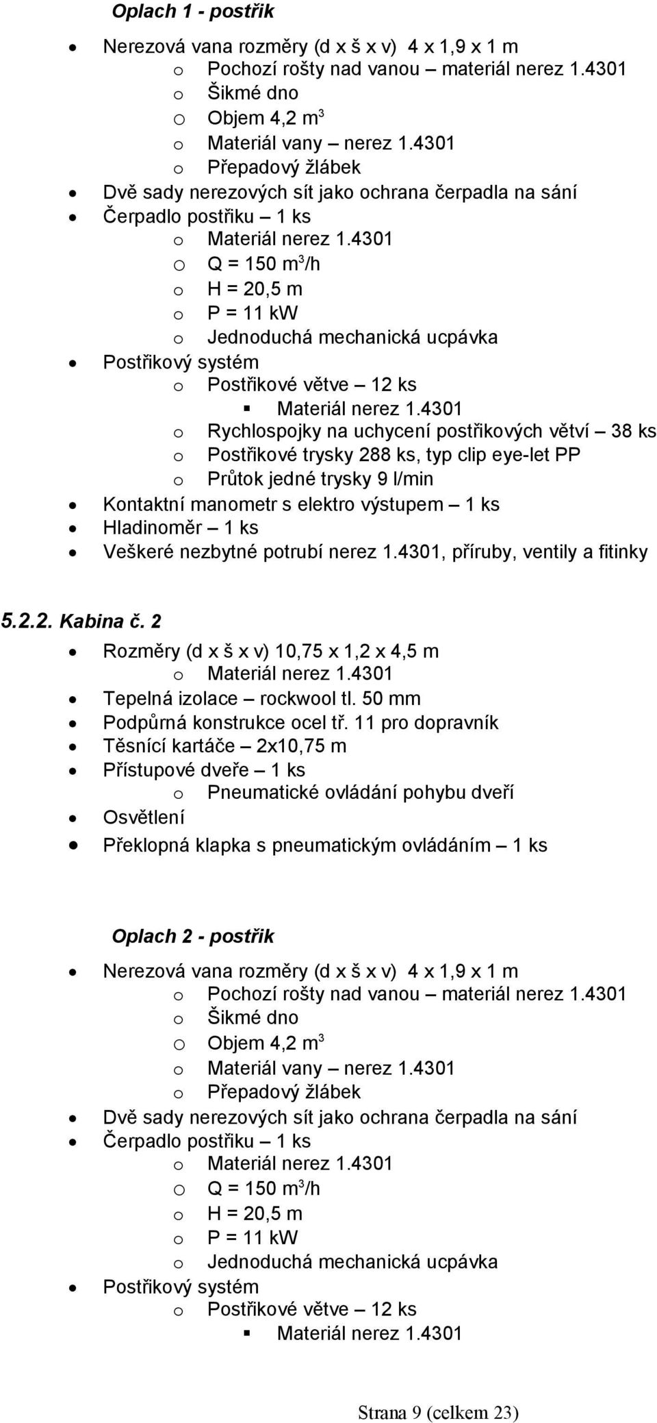 Postřikové větve 12 ks Materiál nerez 1.