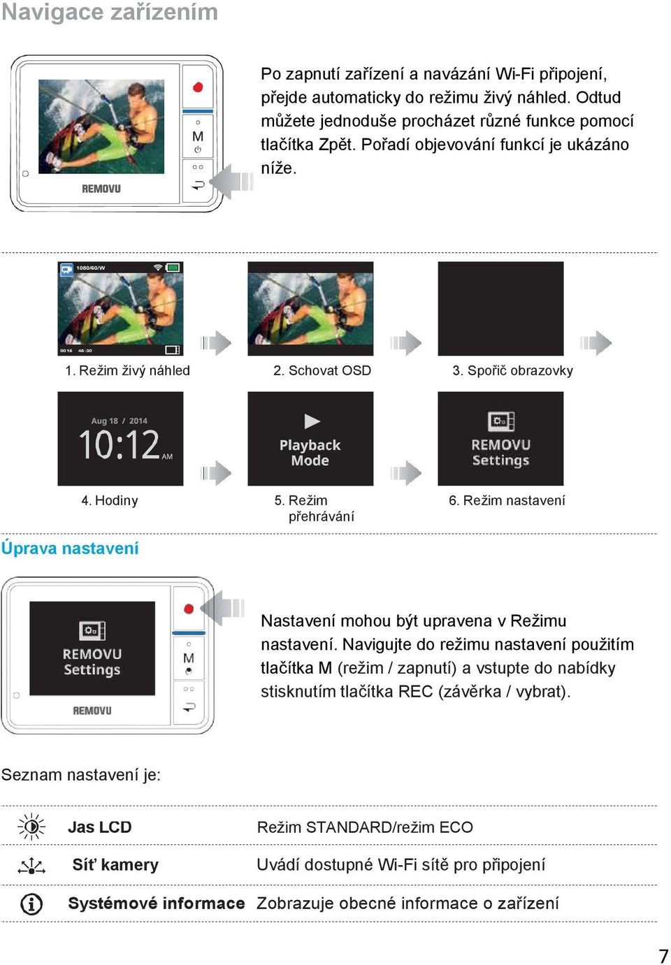 Režim nastavení Úprava nastavení Nastavení mohou být upravena v Režimu nastavení.