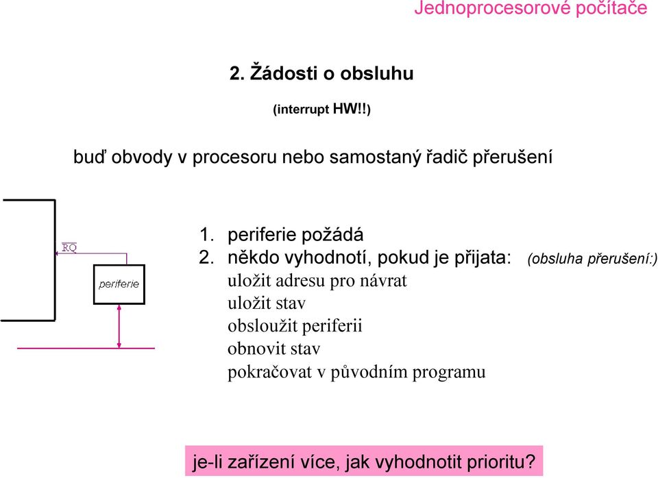 někdo vyhodnotí, pokud je přijata: (obsluha přerušení:) uložit adresu pro