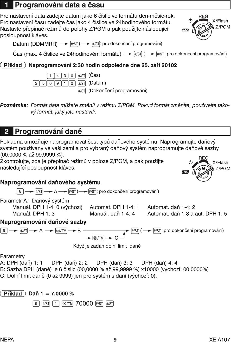 4 číslice ve 24hodinovém formátu) pro dokončení programování) Příklad Naprogramování 2:30 hodin odpoledne dne 25.