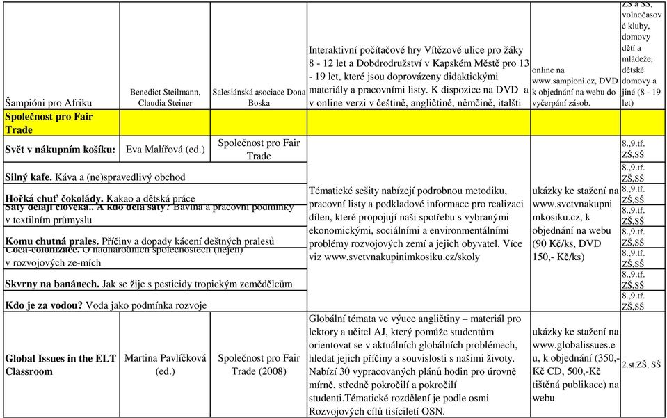 Bavlna a pracovní podmínky v textilním průmyslu Komu chutná prales. Příčiny a dopady kácení deštných pralesů Coca-colonizace.