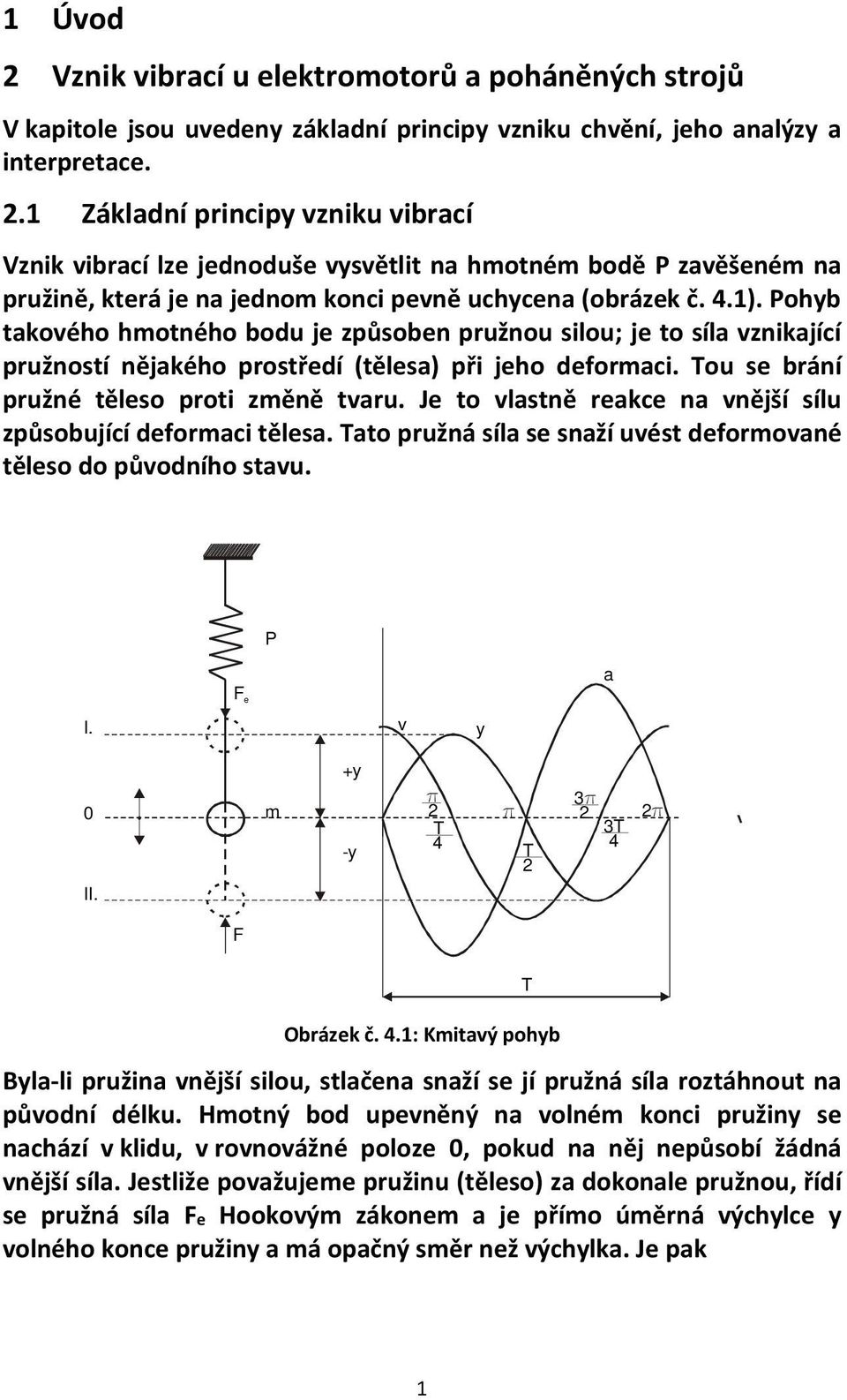 Je to vlastně reakce na vnější sílu způsobující deformaci tělesa. Tato pružná síla se snaží uvést deformované těleso do původního stavu. P a F e I. v y +y 0 m -y p 2 T 4 3p p 2 2p 3T 4 T 2 II.