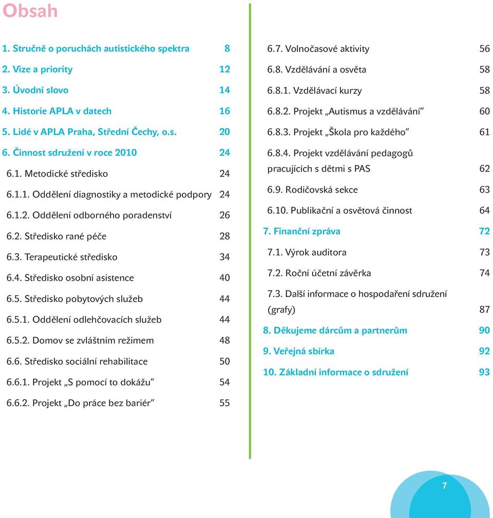 Terapeutické středisko 34 6.4. Středisko osobní asistence 40 6.5. Středisko pobytových služeb 44 6.5.1. Oddělení odlehčovacích služeb 44 6.5.2. Domov se zvláštním režimem 48 6.6. Středisko sociální rehabilitace 50 6.