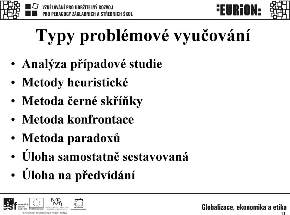 skříňky Metoda konfrontace Metoda paradoxů