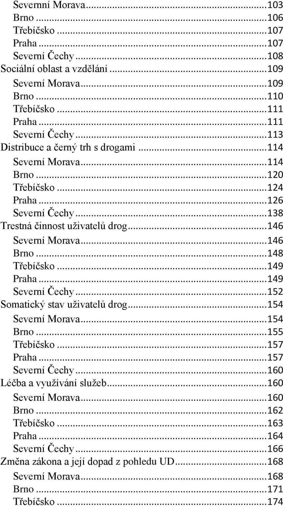 .. 148 Třebíčsko... 149 Praha... 149 Severní Čechy... 152 Somatický stav uživatelů drog... 154 Severní Morava... 154 Brno... 155 Třebíčsko... 157 Praha... 157 Severní Čechy.