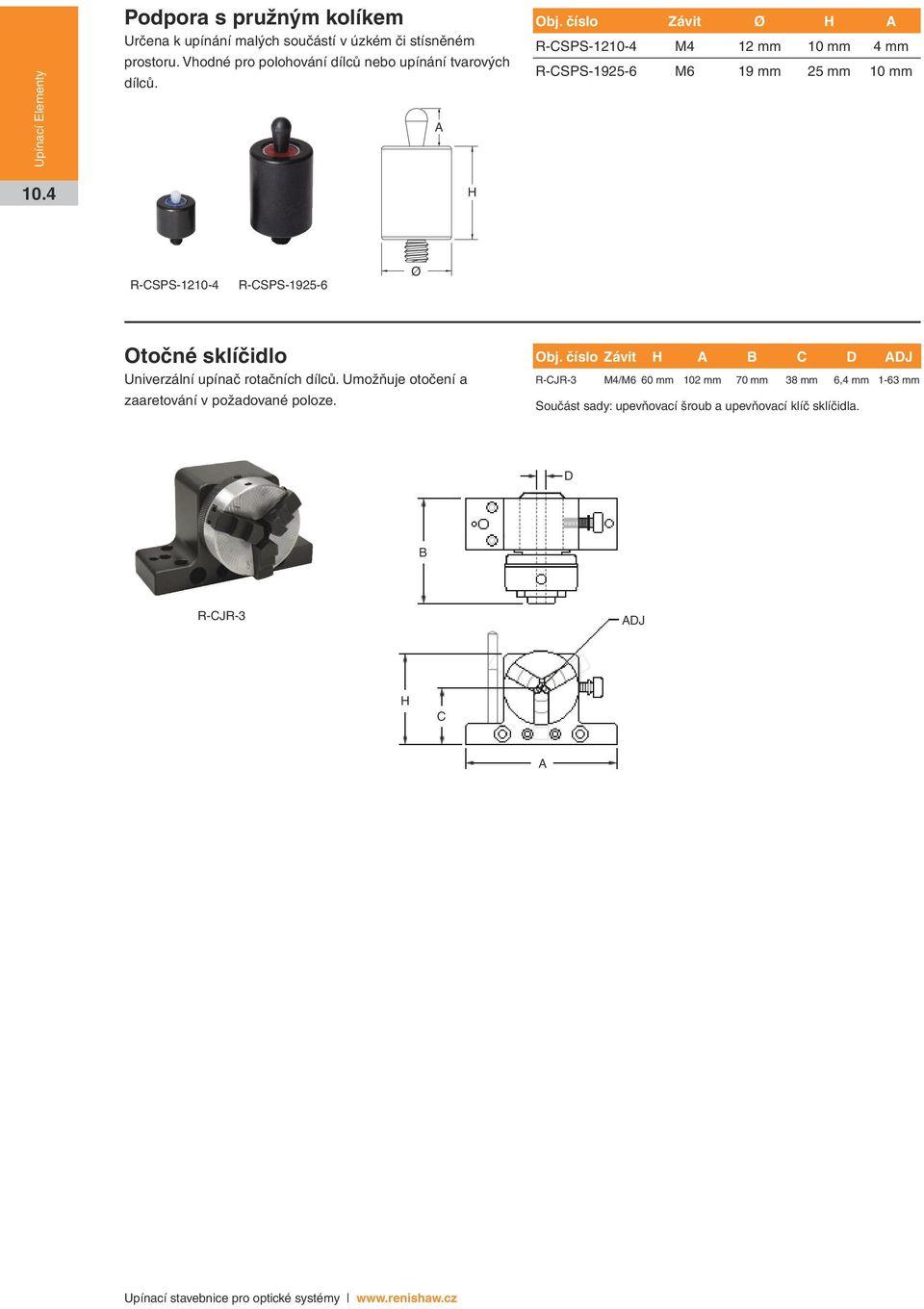 číslo Závit Ø H R-CSPS-1210-4 M4 12 mm 10 mm 4 mm R-CSPS-1925-6 M6 19 mm 25 mm 10 mm HT 10.