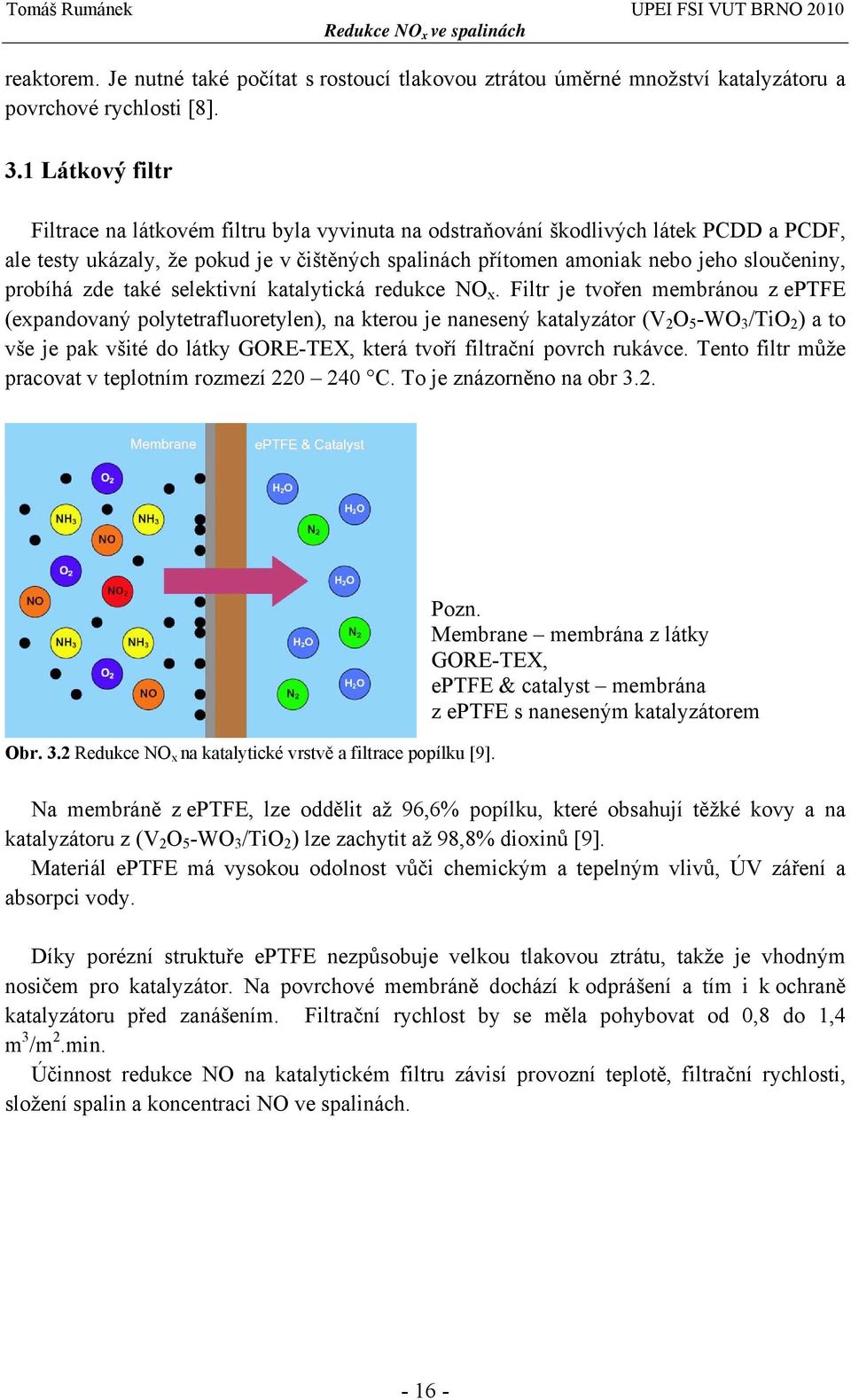 probíhá zde také selektivní katalytická redukce NO x.