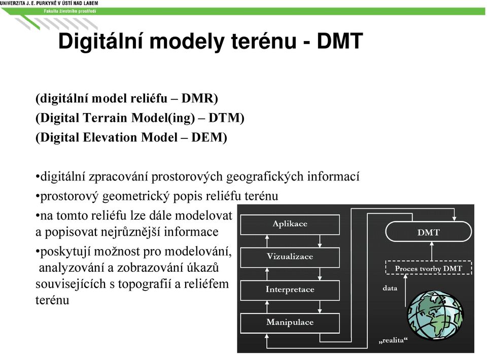 geometrický popis reliéfu terénu na tomto reliéfu lze dále modelovat a popisovat nejrůznější ů j