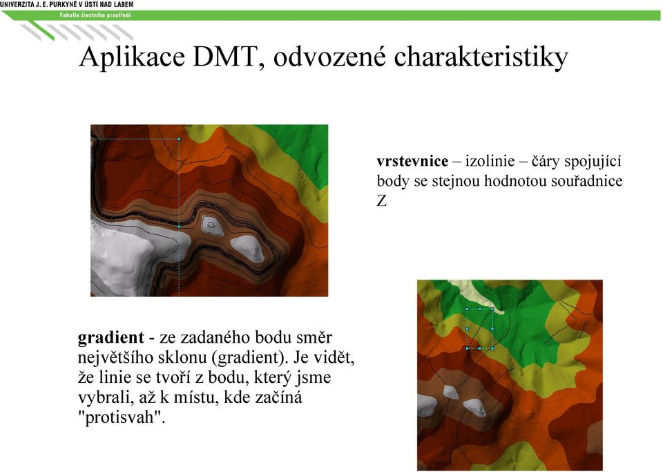 zadaného bodu směr největšího sklonu (gradient).