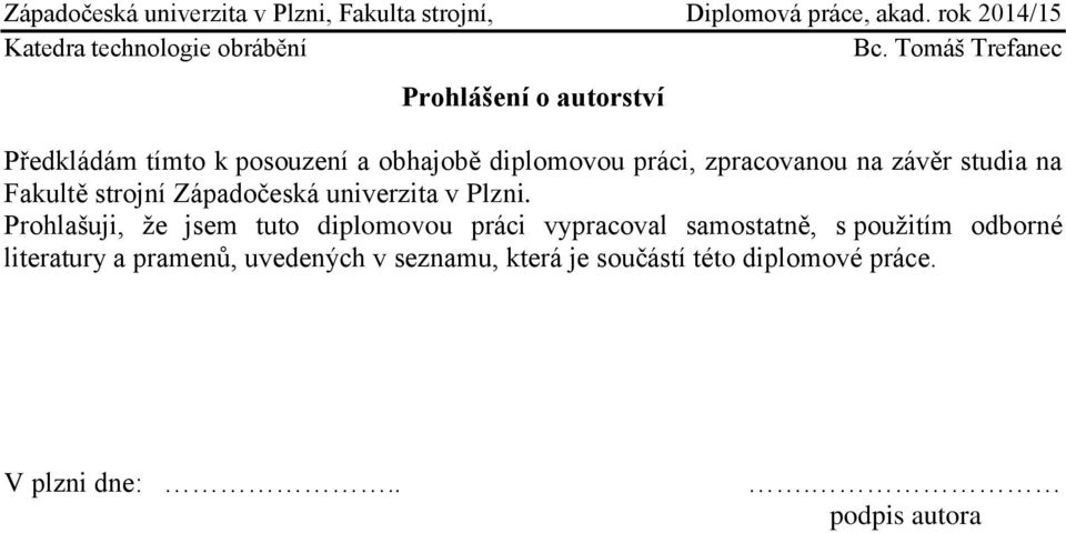 Prohlašuji, že jsem tuto diplomovou práci vypracoval samostatně, s použitím odborné