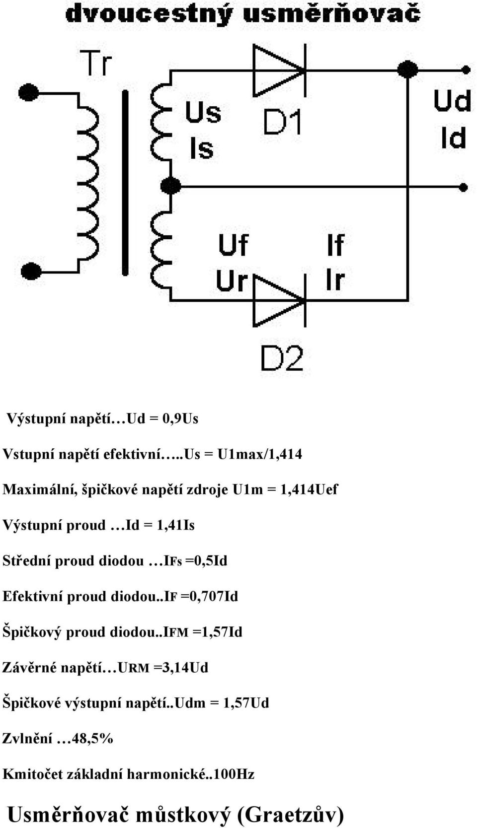 Středná proud diodou IFs =0,5Id Efektivná proud diodou..if =0,707Id Špičkovâ proud diodou.