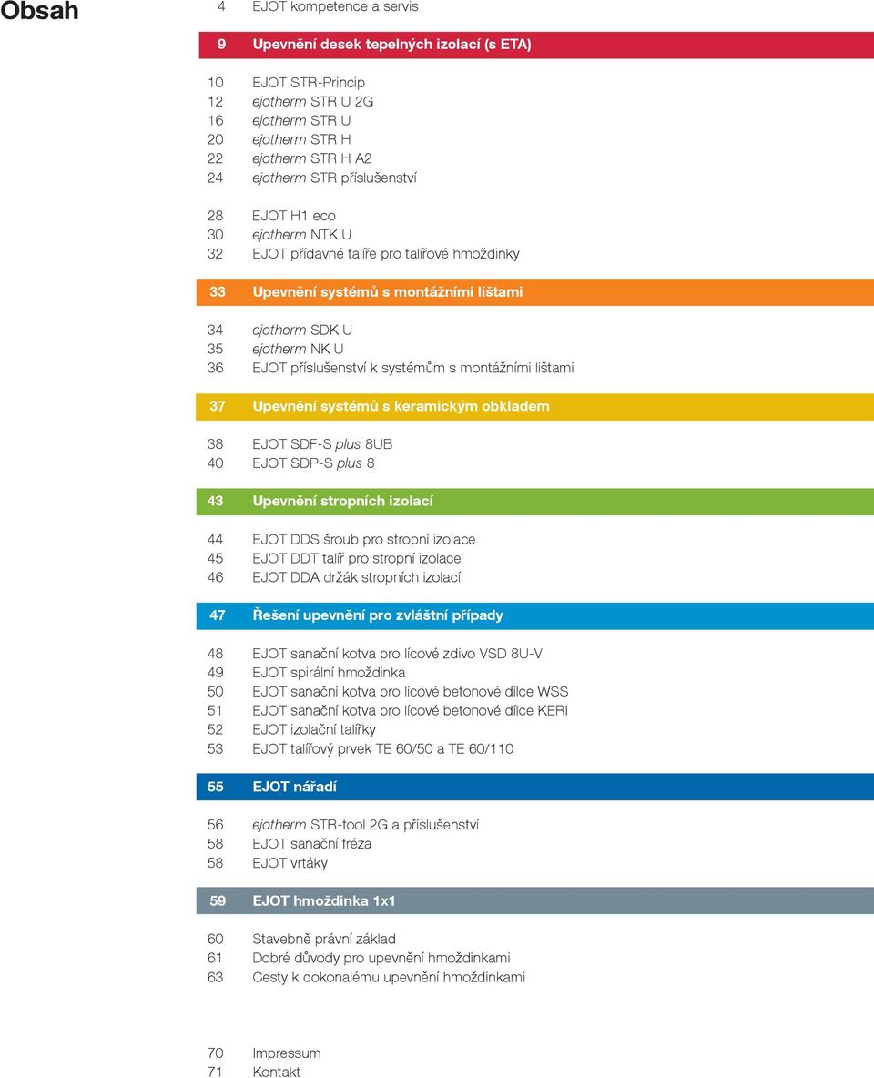 systémům s montážními lištami 37 Upevnění systémů s keramickým obkladem 38 EJOT SDF-S plus 8UB 40 EJOT SDP-S plus 8 43 Upevnění stropních izolací 44 EJOT DDS šroub pro stropní izolace 45 EJOT DDT