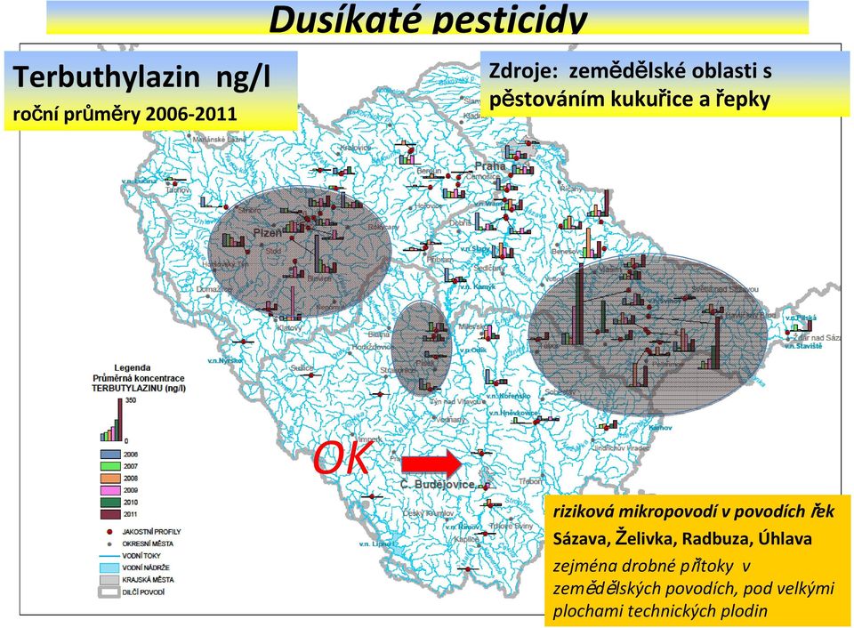 mikropovodí v povodích řek Sázava, Želivka, Radbuza, Úhlava zejména