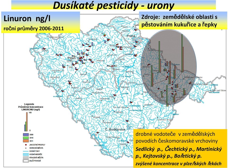 zemědělských povodích českomoravské vrchoviny Sedlický p., Čechtický p.