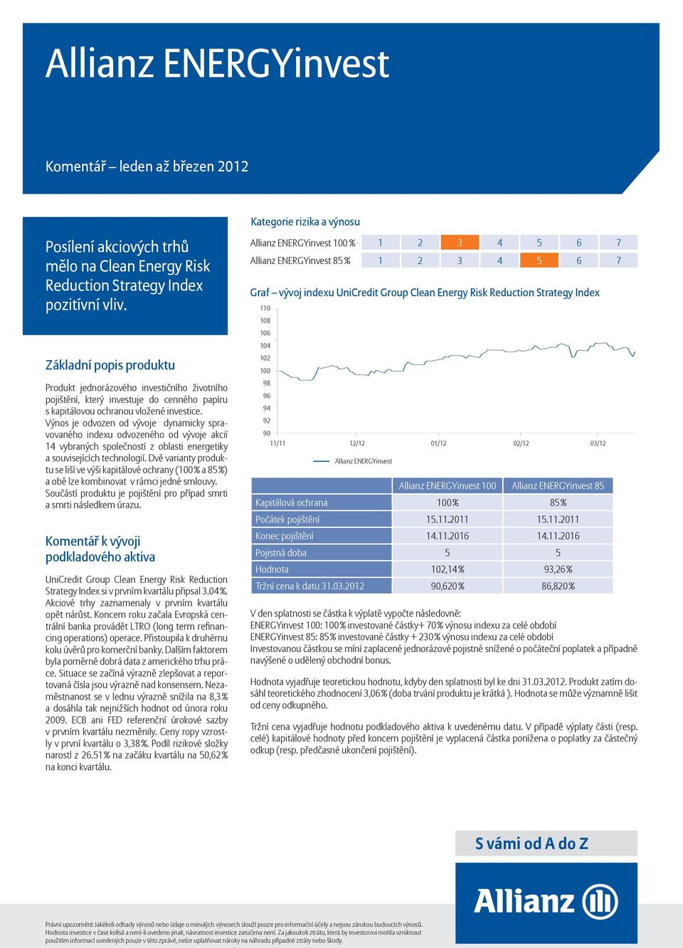 Dvě varianty produktu se liší ve výši kapitálové ochrany (100 % a 85 %) a obě lze kombinovat v rámci jedné smlouvy.