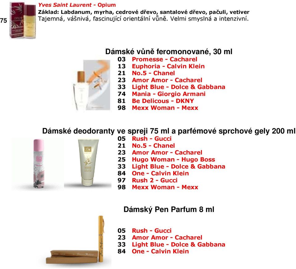 5 - Chanel Amor Amor - Cacharel Light Blue - Dolce & Gabbana Mania - Giorgio Armani Be Delicous - DKNY Mexx Woman - Mexx Dámské deodoranty ve spreji 75 ml a parfémové sprchové gely 200