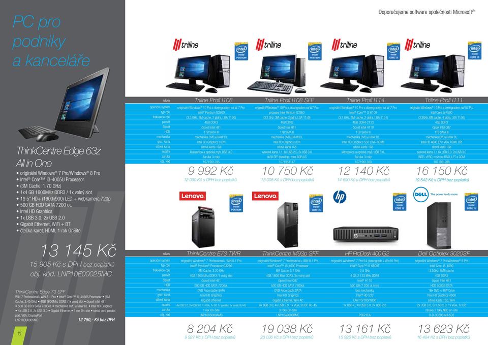 0 Gigabit Ethernet, WiFi + BT čtečka karet, HDMI, 1 rok OnSite operační systém typ cpu frekvence cpu paměť čipset HDD mechanika graf.