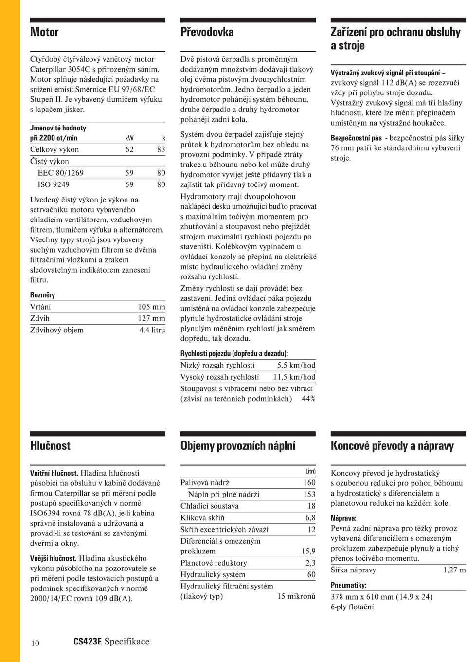 Jmenovité hodnoty při 2200 ot/min kw k Celkový výkon 62 83 Čistý výkon EEC 80/1269 59 80 ISO 9249 59 80 Uvedený čistý výkon je výkon na setrvačníku motoru vybaveného chladicím ventilátorem,