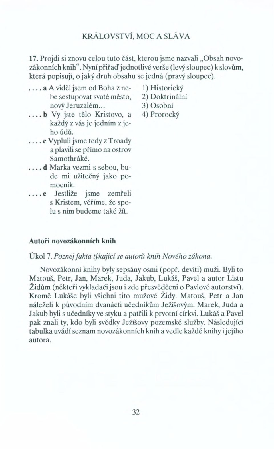 .... b Vy jste tělo Kristovo, a každý z vás je jedním z jeho údů.... c Vypluli jsme tedy z Troady a plavili se přímo na ostrov Samothráké.... d Marka vezmi s sebou, bude mi užitečný jako pomocník.