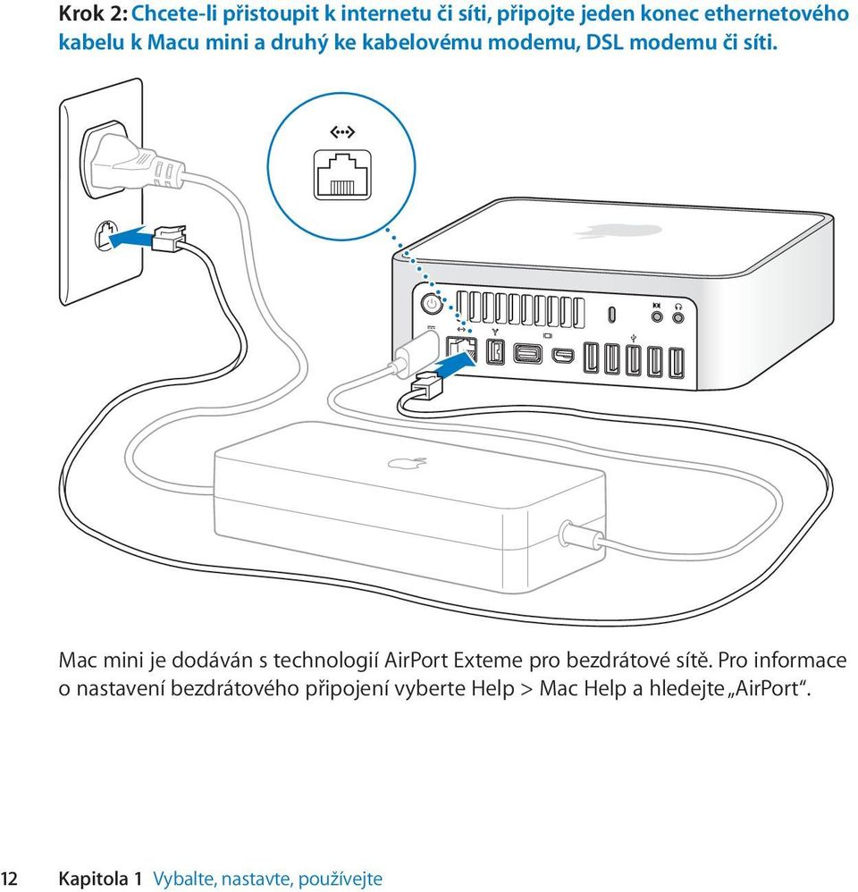 Mac mini je dodáván s technologií AirPort Exteme pro bezdrátové sítě.