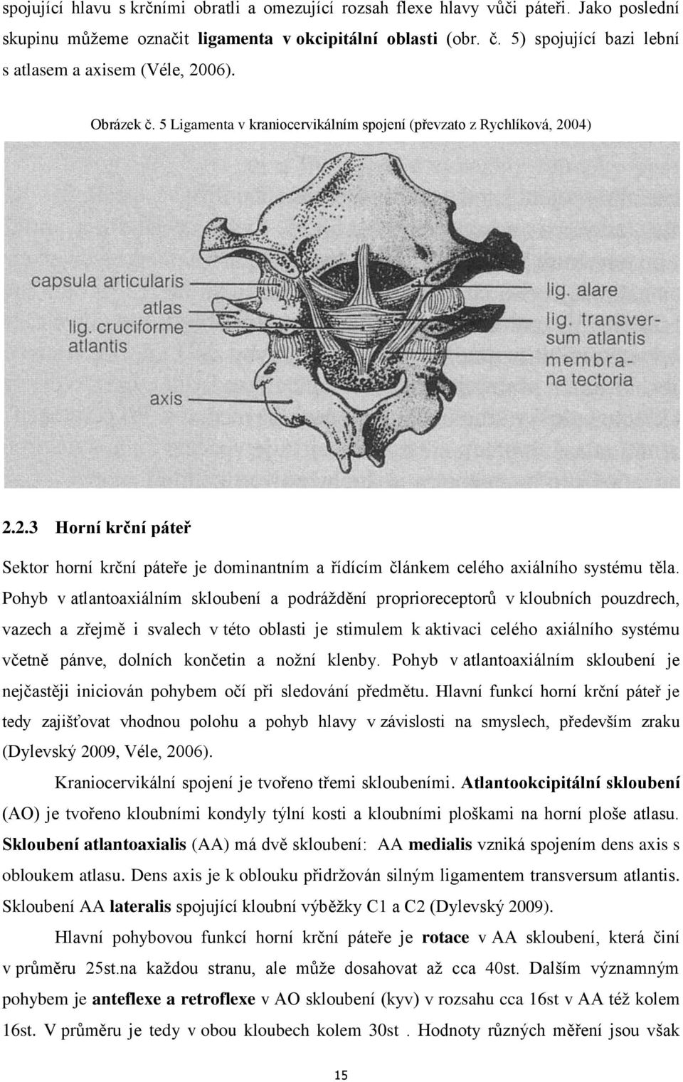 Pohyb v atlantoaxiálním skloubení a podráždění proprioreceptorů v kloubních pouzdrech, vazech a zřejmě i svalech v této oblasti je stimulem k aktivaci celého axiálního systému včetně pánve, dolních