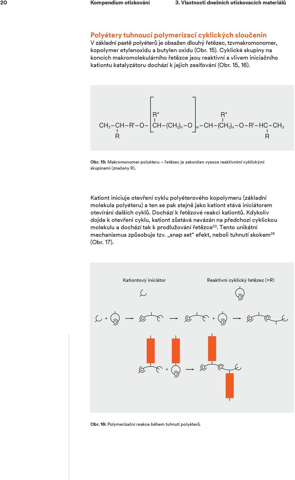 oxidu (Obr. 15). Cyklické skupiny na koncích makromolekulárního řetězce jsou reaktivní a vlivem iniciačního kationtu katalyzátoru dochází k jejich zesíťování (Obr. 15, 16).
