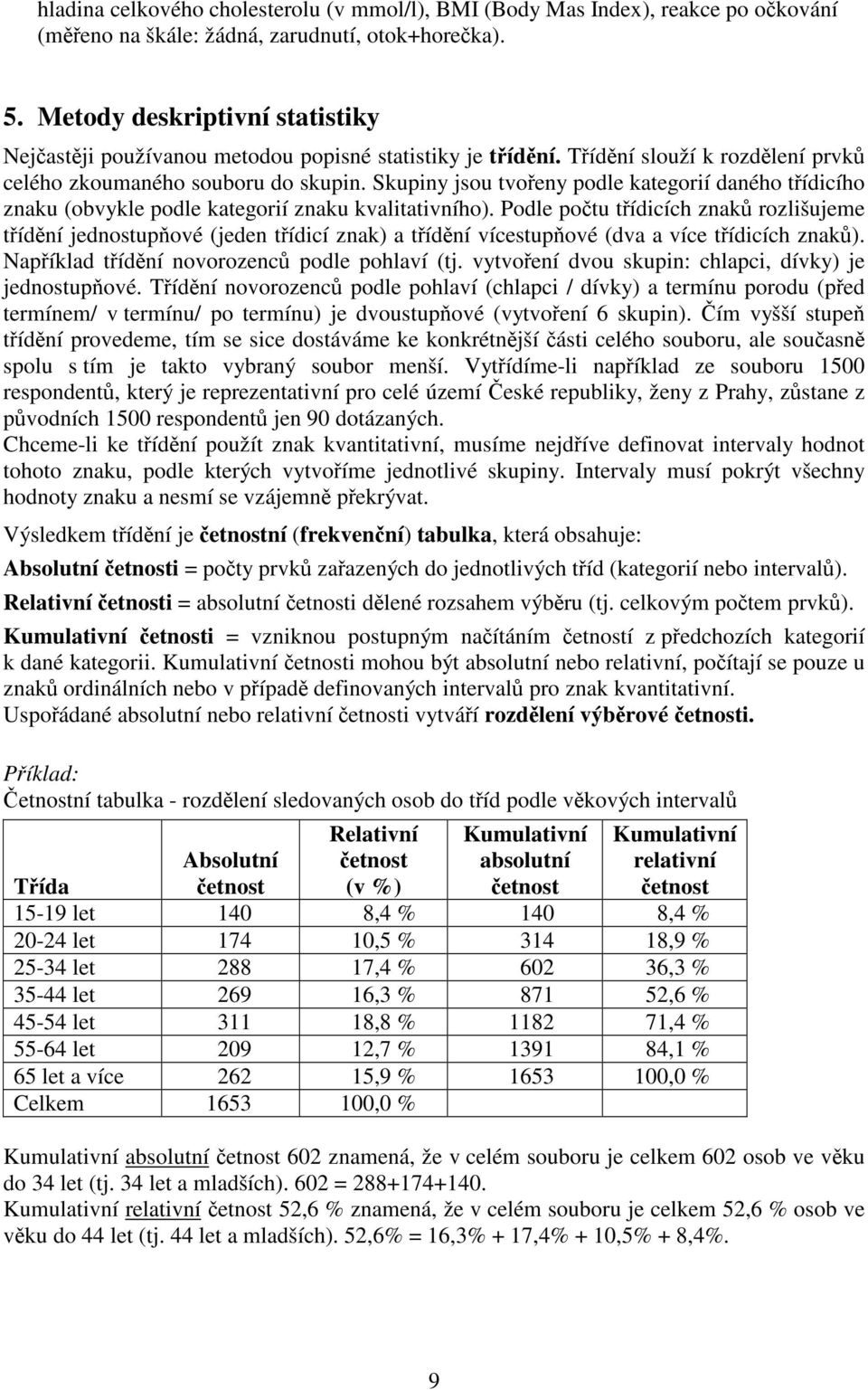 Skupiny jsou tvoeny podle kategorií daného tídicího znaku (obvykle podle kategorií znaku kvalitativního).