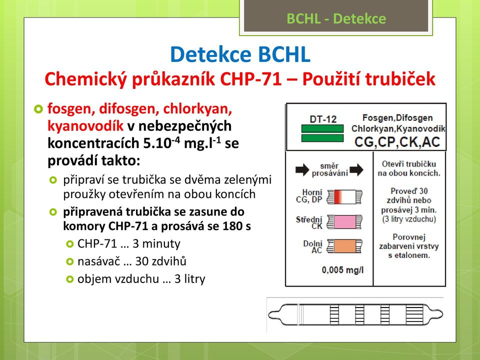 l -1 se provádí takto: připraví se trubička se dvěma zelenými proužky otevřením na obou