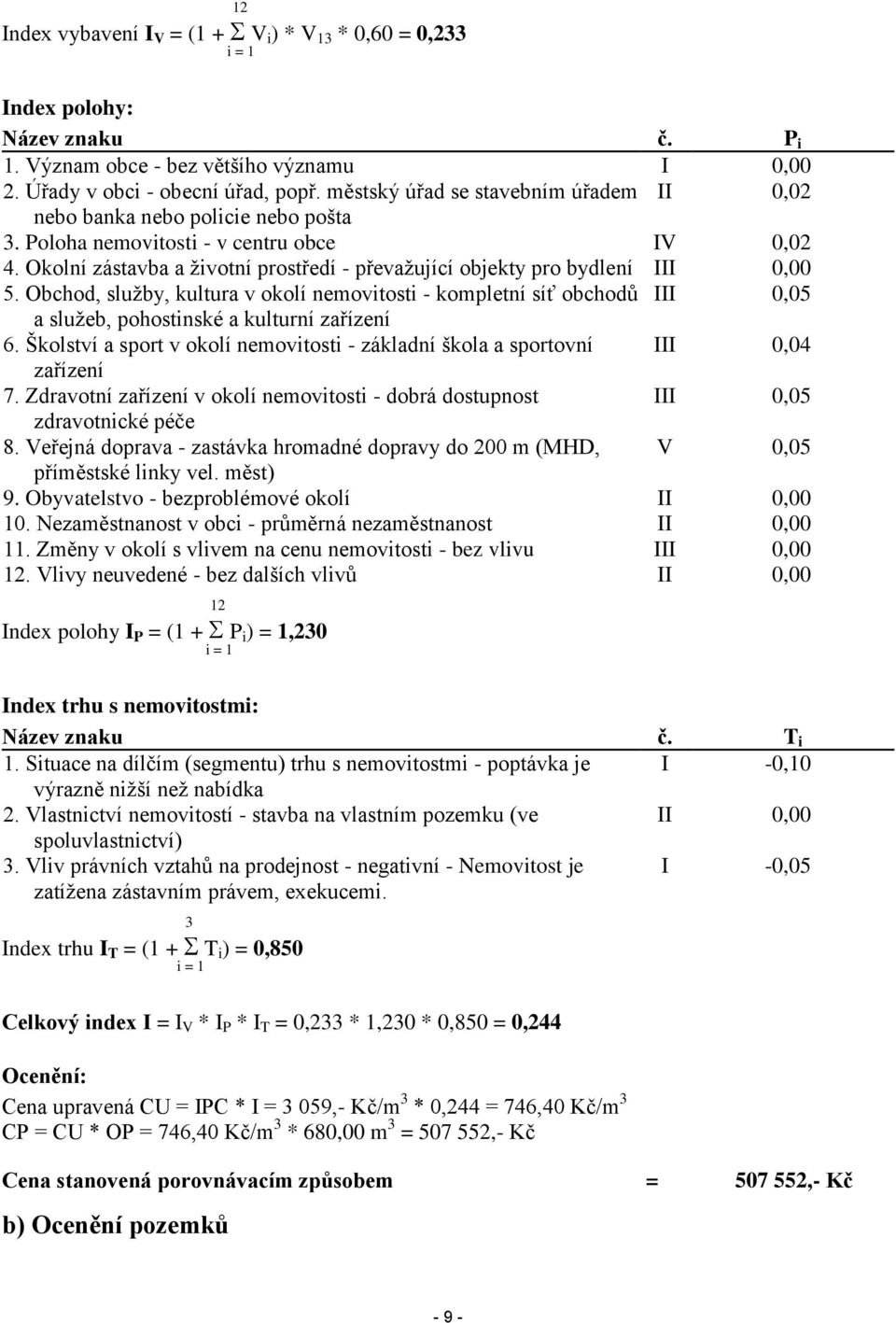 Okolní zástavba a životní prostředí - převažující objekty pro bydlení III 0,00 5.