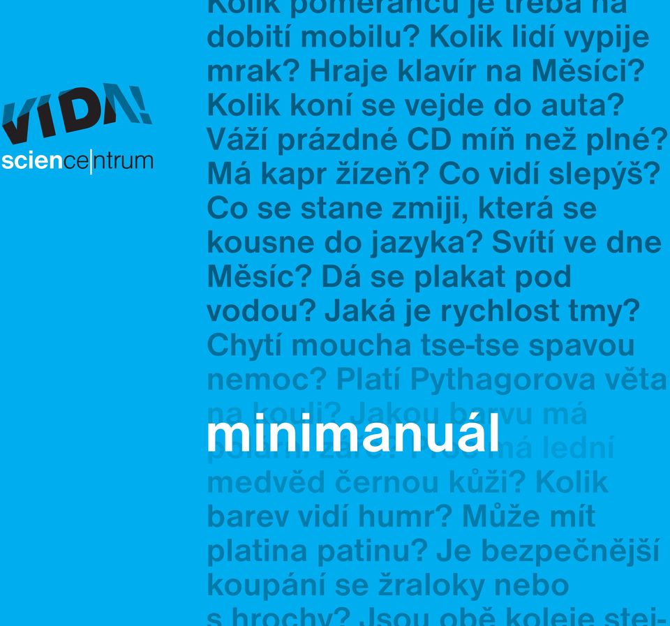 Dá se plakat pod vodou? Jaká je rychlost tmy? Chytí moucha tse-tse spavou nemoc? Platí Pythagorova věta minimanuál na kouli?