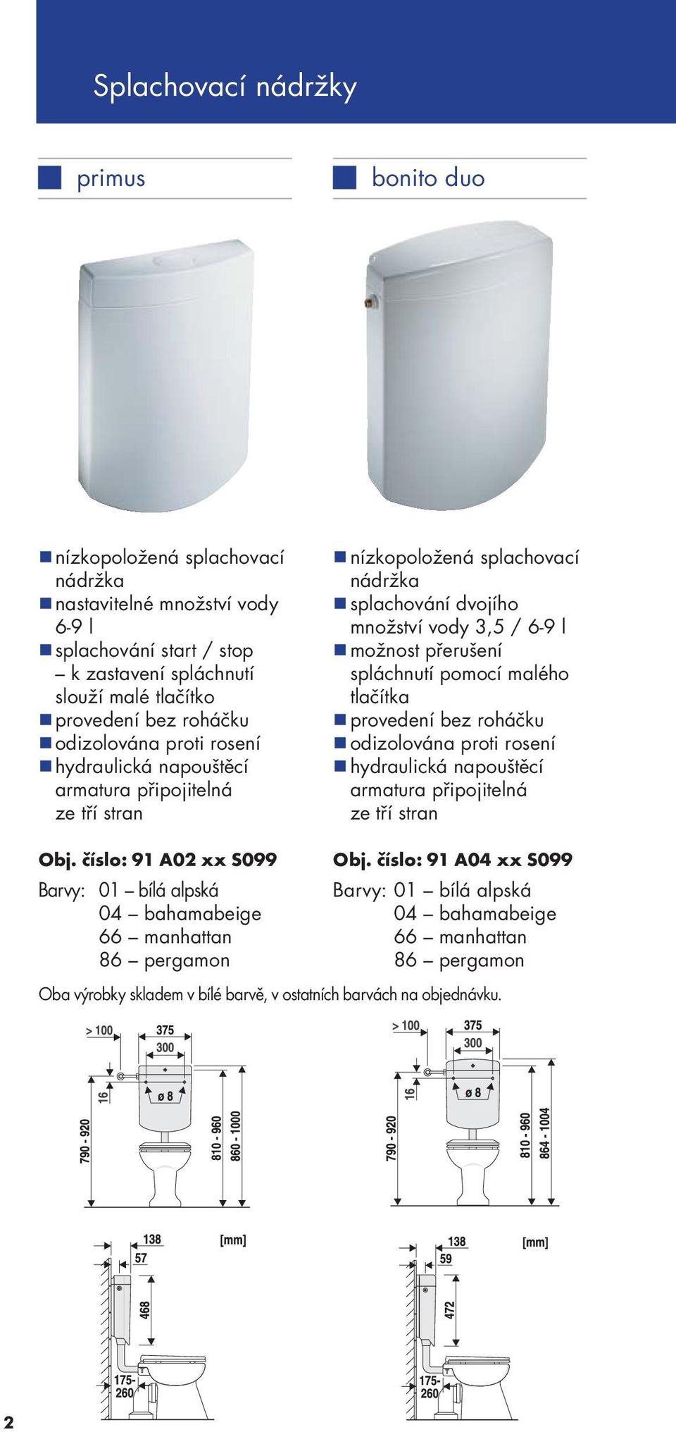 splachování dvojího množství vody 3,5 / 6-9 l možnost přerušení spláchnutí pomocí malého tlačítka provedení bez roháčku odizolována proti rosení hydraulická