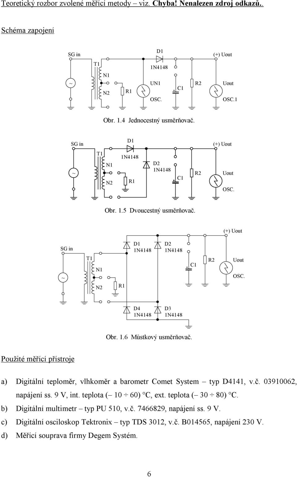 Použité měřící přístroje a) Digitální teploměr, vlhkoměr a barometr Comet System typ D4141, v.č. 0391006, napájení ss. 9 V, int. teplota ( 10 60) C, ext. teplota ( 30 80) C.