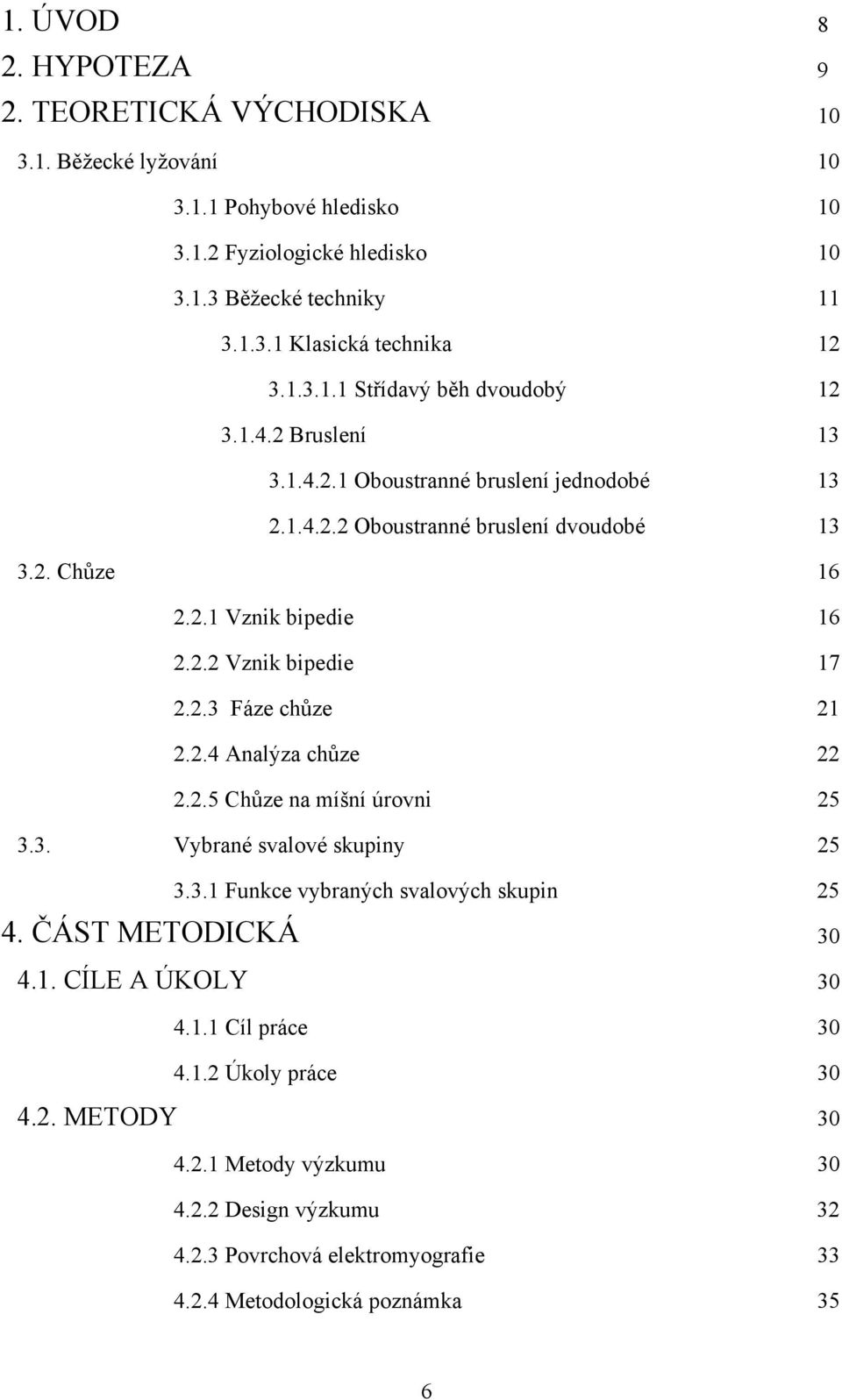 2.3 Fáze chůze 21 2.2.4 Analýza chůze 22 2.2.5 Chůze na míšní úrovni 25 3.3. Vybrané svalové skupiny 25 3.3.1 Funkce vybraných svalových skupin 25 4. ČÁST METODICKÁ 30 4.1. CÍLE A ÚKOLY 30 4.