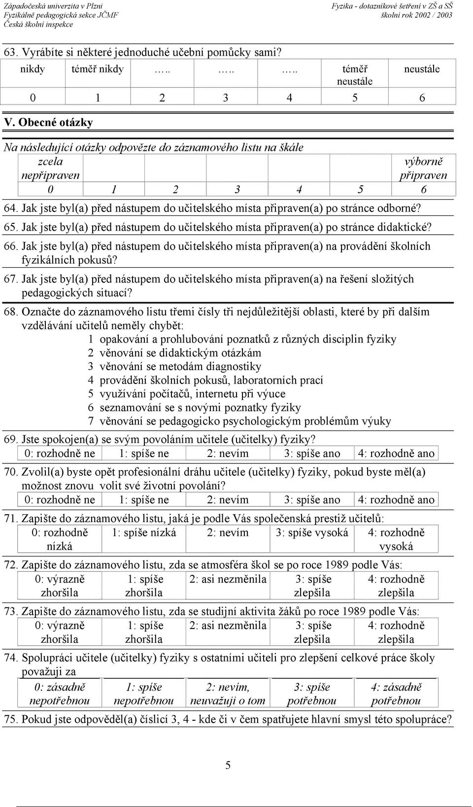 65. Jak jste byl(a) před nástupem do učitelského místa připraven(a) po stránce didaktické? 66. Jak jste byl(a) před nástupem do učitelského místa připraven(a) na provádění školních fyzikálních pokusů?