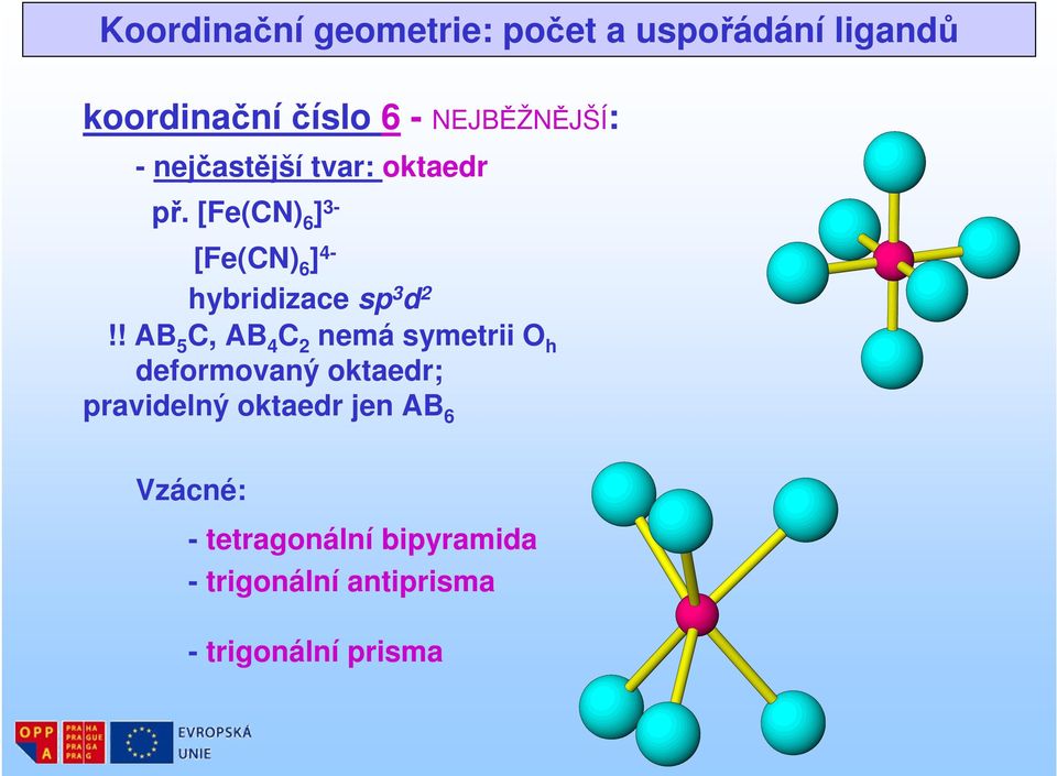 [Fe(CN) 6 ] 3- [Fe(CN) 6 ] 4- hybridizace sp 3 d 2!