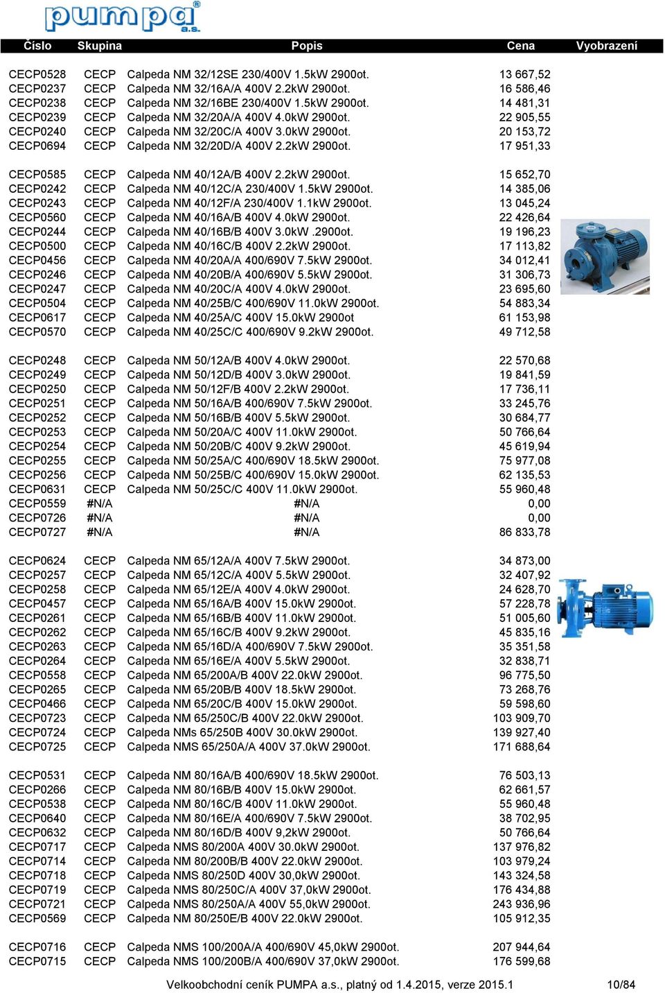 5kW 2900ot. 14 385,06 CECP0243 CECP Calpeda NM 40/12F/A 230/400V 1.1kW 2900ot. 13 045,24 CECP0560 CECP Calpeda NM 40/16A/B 400V 4.0kW 2900ot. 22 426,64 CECP0244 CECP Calpeda NM 40/16B/B 400V 3.0kW.2900ot. 19 196,23 CECP0500 CECP Calpeda NM 40/16C/B 400V 2.