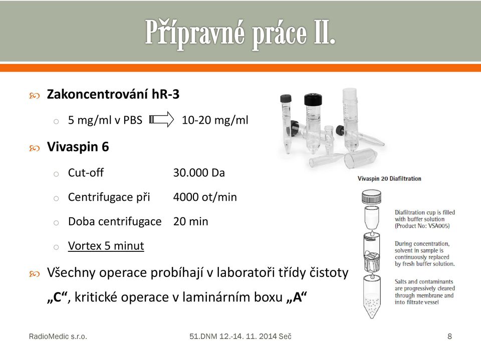 minut Všechny perace prbíhají v labratři třídy čistty C, kritické