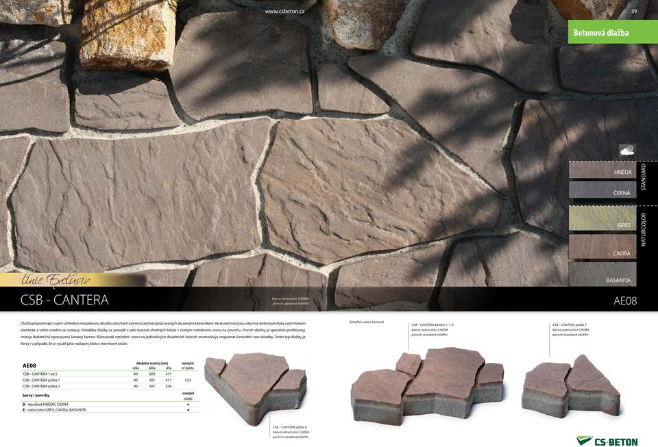 plochých kamenů pečlivě opracovaných zkušeným kameníkem. Ve skutečnosti jsou všechny betonové bloky svým tvarem identické a velmi snadno se instalují.