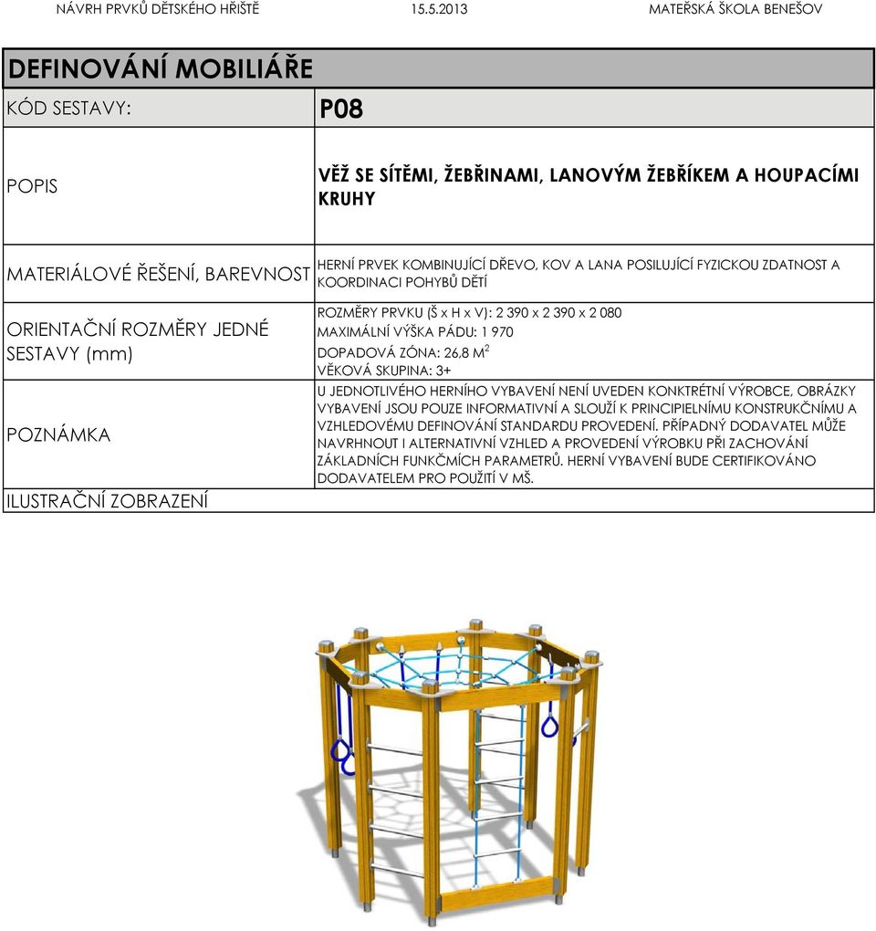 ZDATNOST A KOORDINACI POHYBŮ DĚTÍ ROZMĚRY PRVKU (Š x H x V): 2 390 x