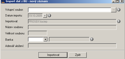 MO DUL NÁSTROJE Obrázek 233 okno importu dat banky V okně vyplňte položky a import proveďte tlačítkem Importovat.