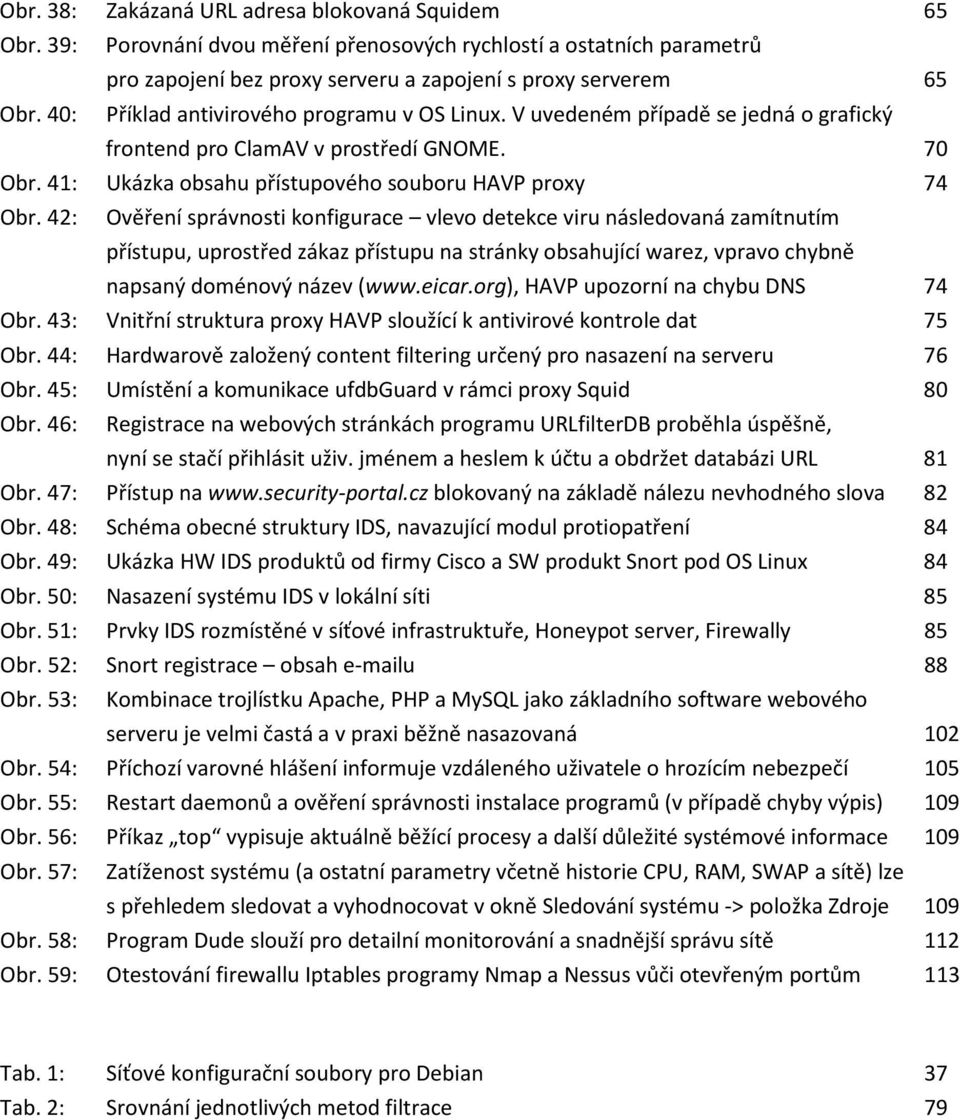 42: Ověření správnosti konfigurace vlevo detekce viru následovaná zamítnutím přístupu, uprostřed zákaz přístupu na stránky obsahující warez, vpravo chybně napsaný doménový název (www.eicar.