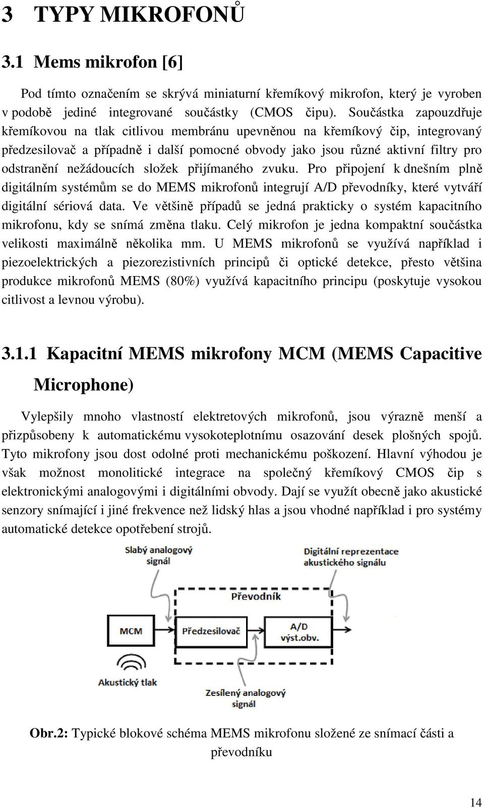 nežádoucích složek přijímaného zvuku. Pro připojení k dnešním plně digitálním systémům se do MEMS mikrofonů integrují A/D převodníky, které vytváří digitální sériová data.