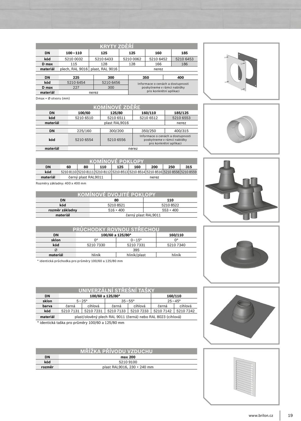 plast RAL901 nerez DN 5/10 300/00 350/50 400/315 kód 510 554 510 55 materiál nerez Informace o cenách a dostupnosti poskytneme v rámci nabídky pro konkrétní aplikaci KOMÍNOVÉ POKLOPY DN 0 0 110 15 10