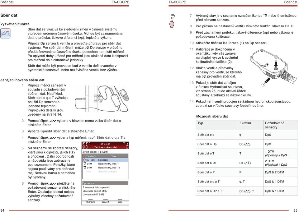 Pro sběr dat měření může být Dp senzor v průběhu předdefi novaného časového úseku ponechán na místě měření.