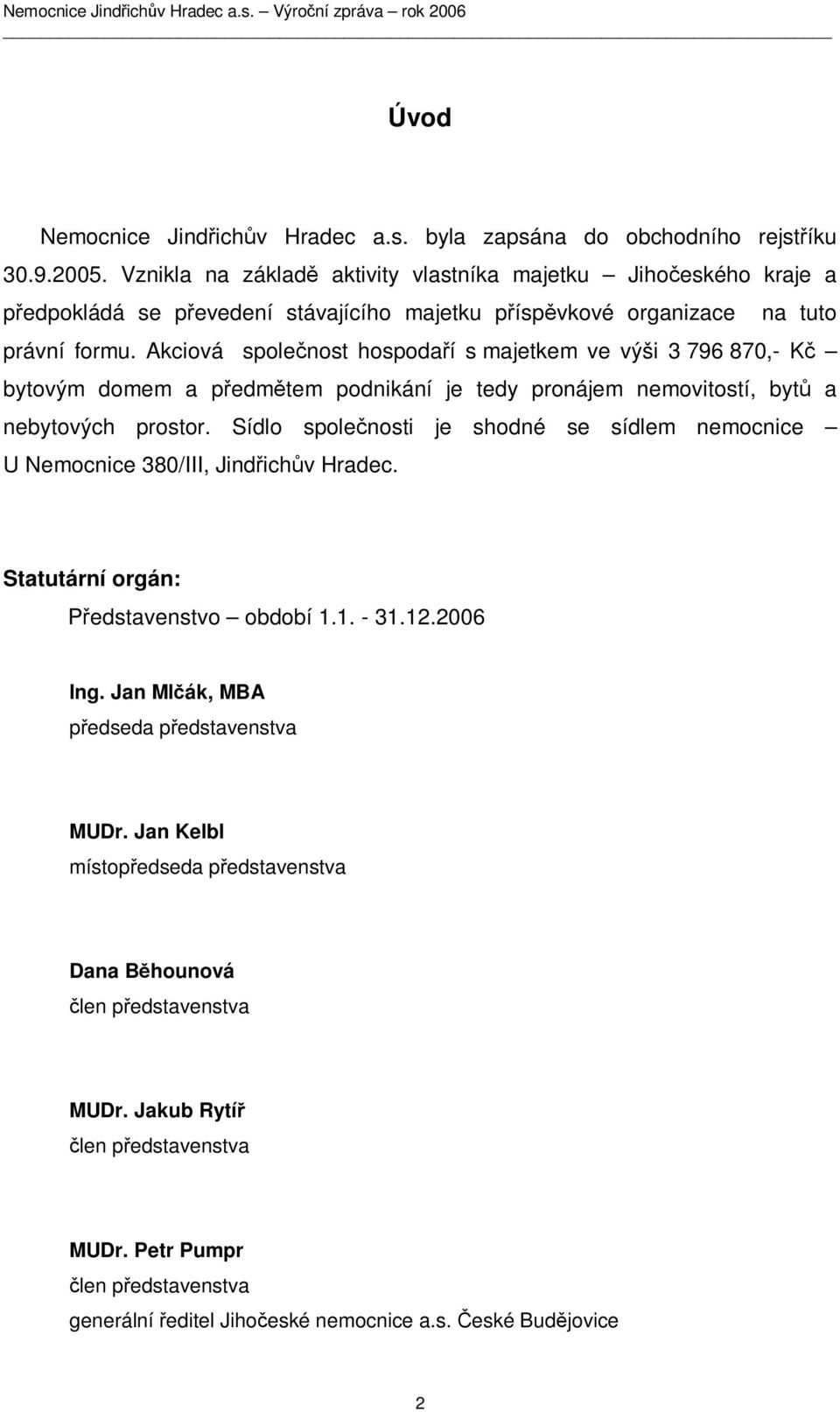 Akciová společnost hospodaří s majetkem ve výši 3 796 870,- Kč bytovým domem a předmětem podnikání je tedy pronájem nemovitostí, bytů a nebytových prostor.